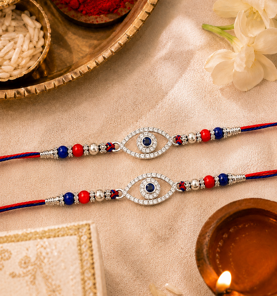 evil eye rakhi with beads