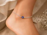 925 Silver Evil Eye Anklets I Premium 925 Silver Minimal Cuban ChainGirls Evil Eye Anklets I Trending 925 Silver Evil Eye Anklets