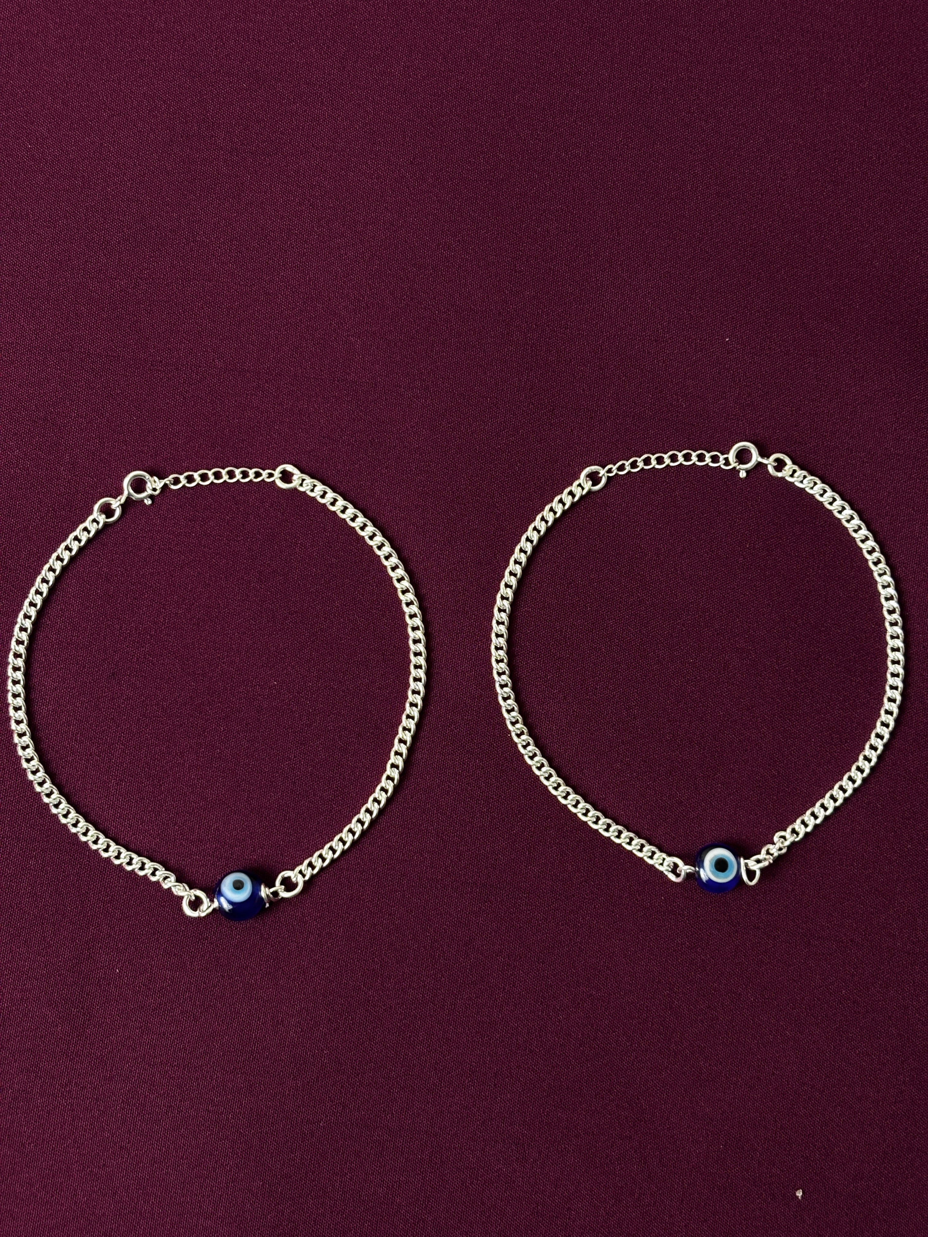 925 Silver Evil Eye Anklets I Premium 925 Silver Minimal Cuban ChainGirls Evil Eye Anklets I Trending 925 Silver Evil Eye Anklets