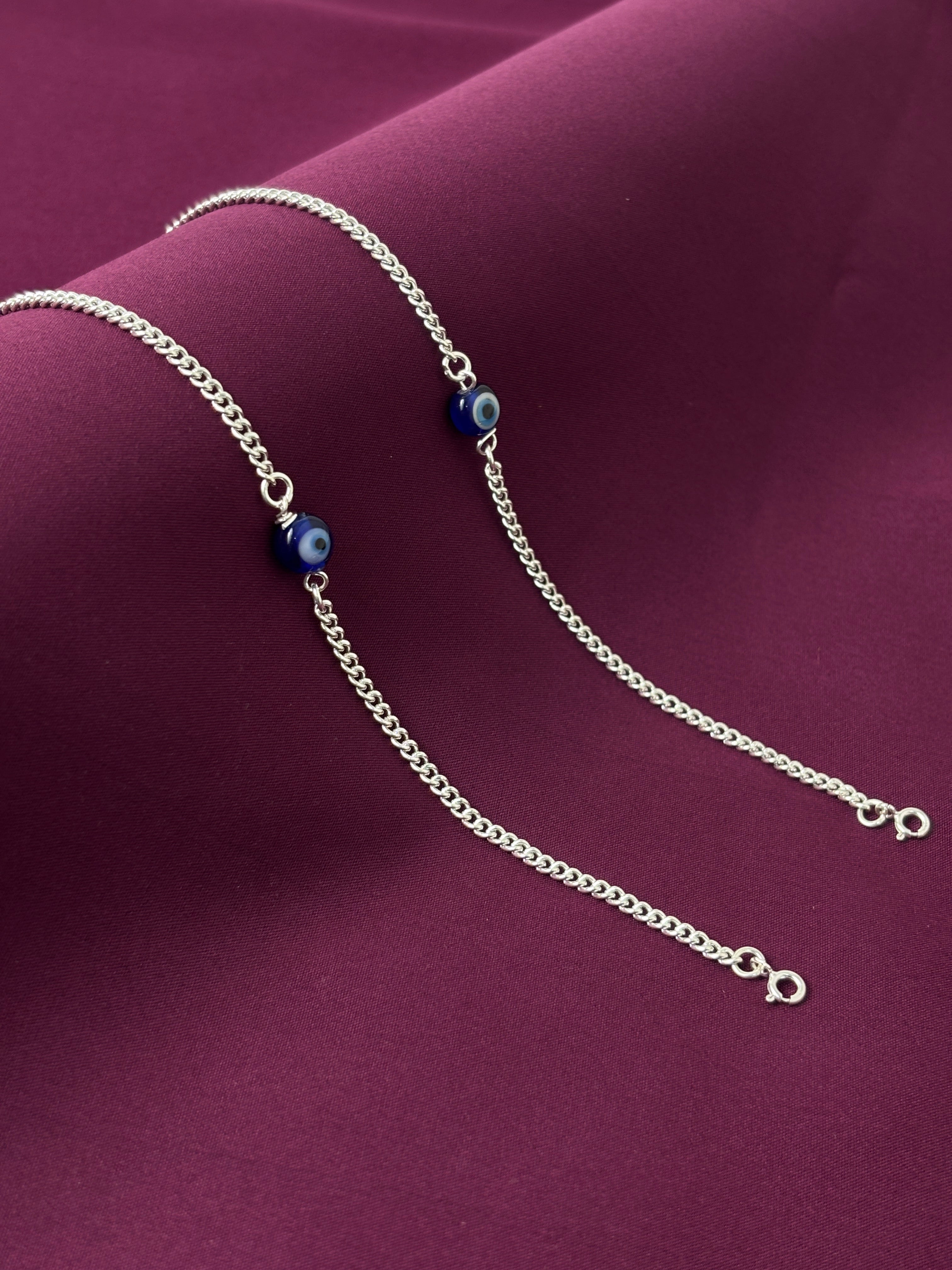 925 Silver Evil Eye Anklets I Premium 925 Silver Minimal Cuban ChainGirls Evil Eye Anklets I Trending 925 Silver Evil Eye Anklets