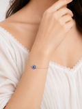 Silver Evil Eye Bracelet I  Premium 925 Silver Minimal Anchor Chain Girls Evil Eye Bracelet I Trending 925 Silver Evil Eye Bracelet