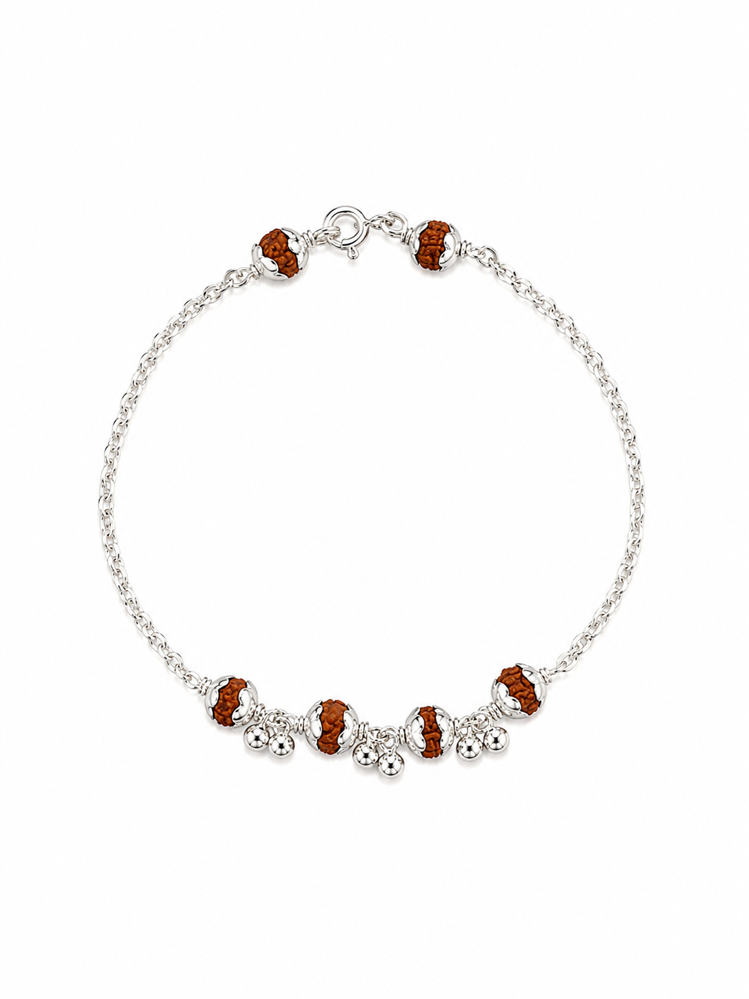 Silver Rudraksh Ghungroo Bracelet I Pure 925 Silver Divine Rudraksh Bracelet For Girls I Latest Silver Rudraksh Minimal Bracelet