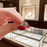 Zaviraa 2.00 CT Blue Green Dutch Marquise Moissanite Engagement Ring for Women – 925 Sterling Silver Bezel Set Starburst Thick Band | Unique Statement Proposal Ring