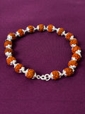Rudraksh Mala + Bracelet Combo | 8mm | Silver Flower Caps & Beads | Men | Zaviraa