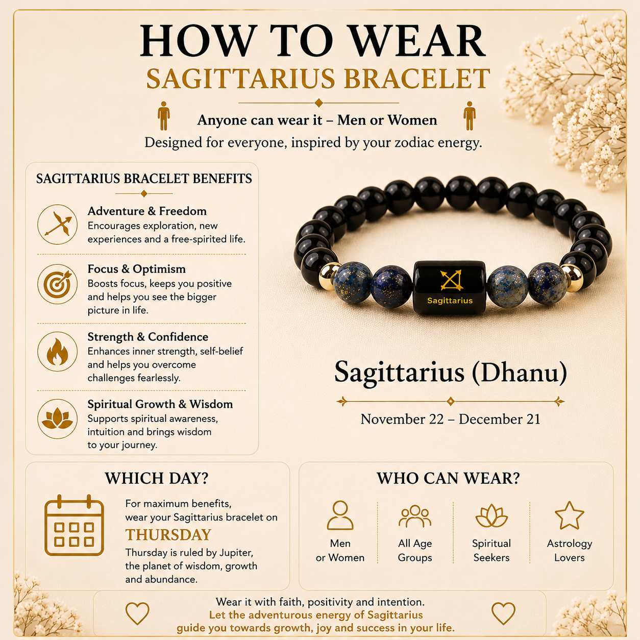 Sagittarius Bracelet | Rashi Bracelet | Zaviraa