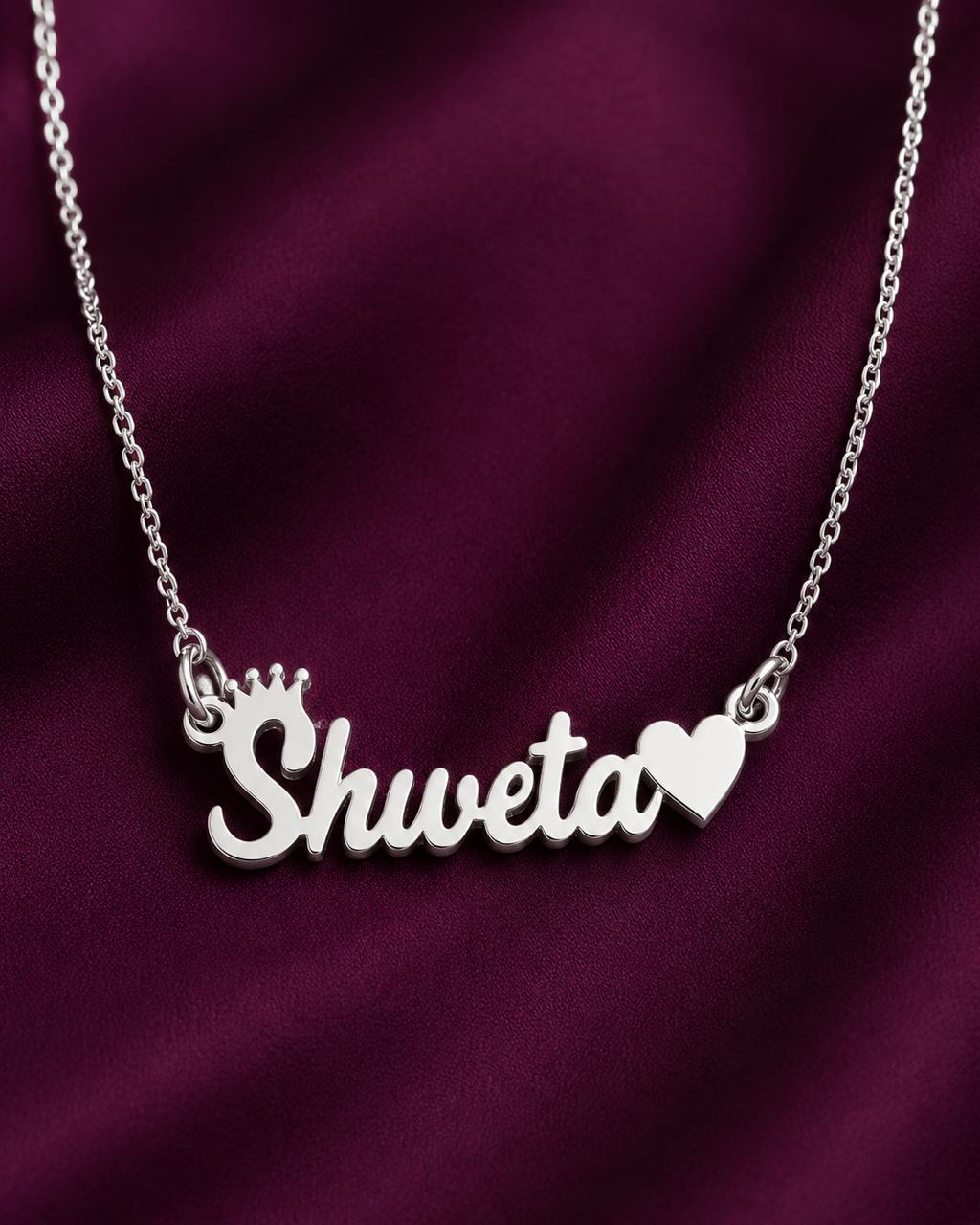 Silver Name Pendent with Chain | Zaviraa