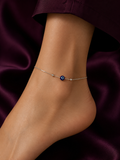 Evil Eye Box Chain Anklet | 925 Silver | Minimal | Zaviraa