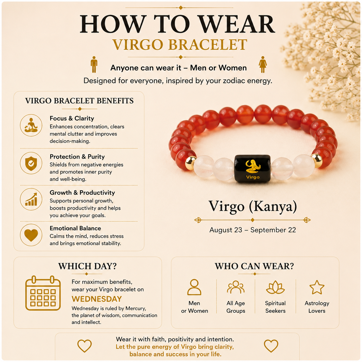 Virgo Bracelet | Rashi Bracelet | Zaviraa