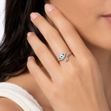 Evil Eye Adjustable Ring in 925 Silver | Minimal Jewelry | 925 Silver Designer Evil Eye Designer Ring | Zaviraa