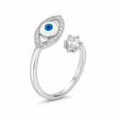 Evil Eye Adjustable Ring in 925 Silver | Minimal Jewelry | 925 Silver Designer Evil Eye Designer Ring | Zaviraa