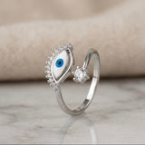 Evil Eye Adjustable Ring in 925 Silver | Minimal Jewellery |925 Silver Designer Evil Eye Designer Ring | Zaviraa