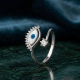 Evil Eye Adjustable Ring in 925 Silver | Minimal Jewellery |925 Silver Designer Evil Eye Designer Ring | Zaviraa