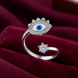 Evil Eye Ring | Minimal 925 Silver Nazar Protection Ring | 925 Sterling Silver Evil Eye Jewellery | Zaviraa