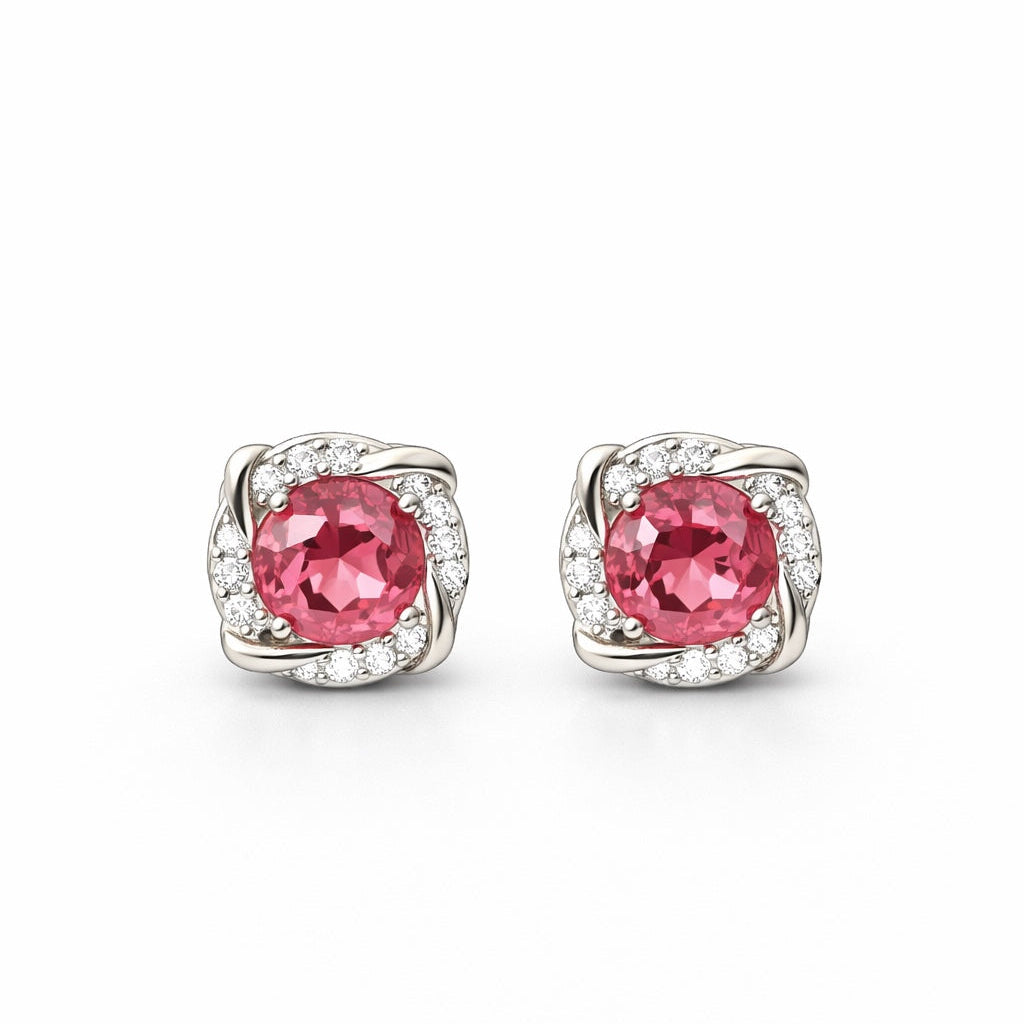pink gemstone earring on a white background