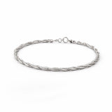 Silver braided bracelet on a white background